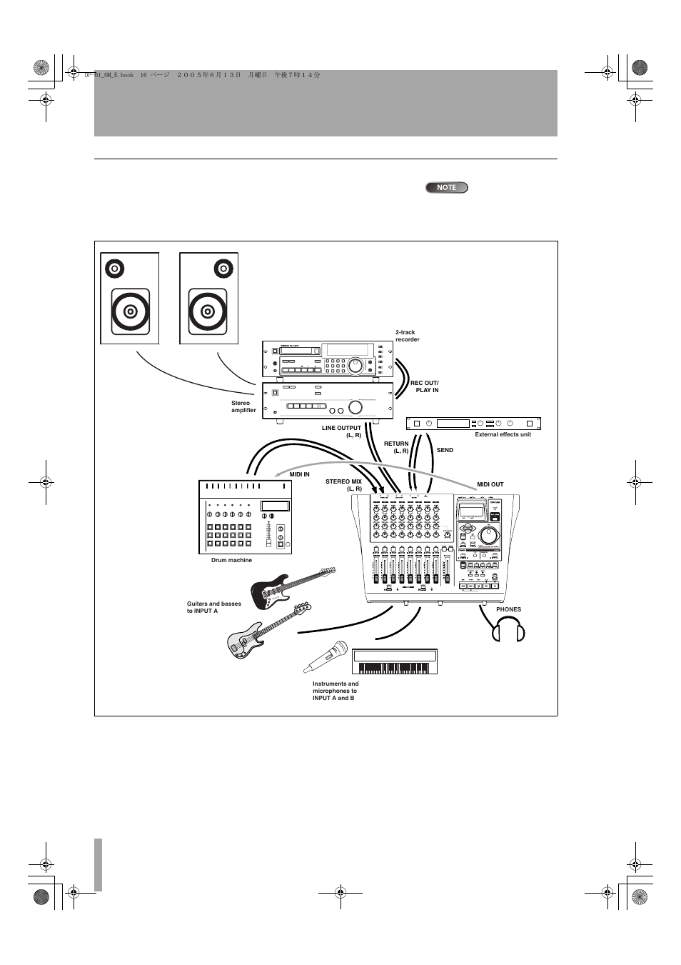 Connecting your dp-01 to other equipment | Tascam DP-01FX/CD User Manual | Page 16 / 88