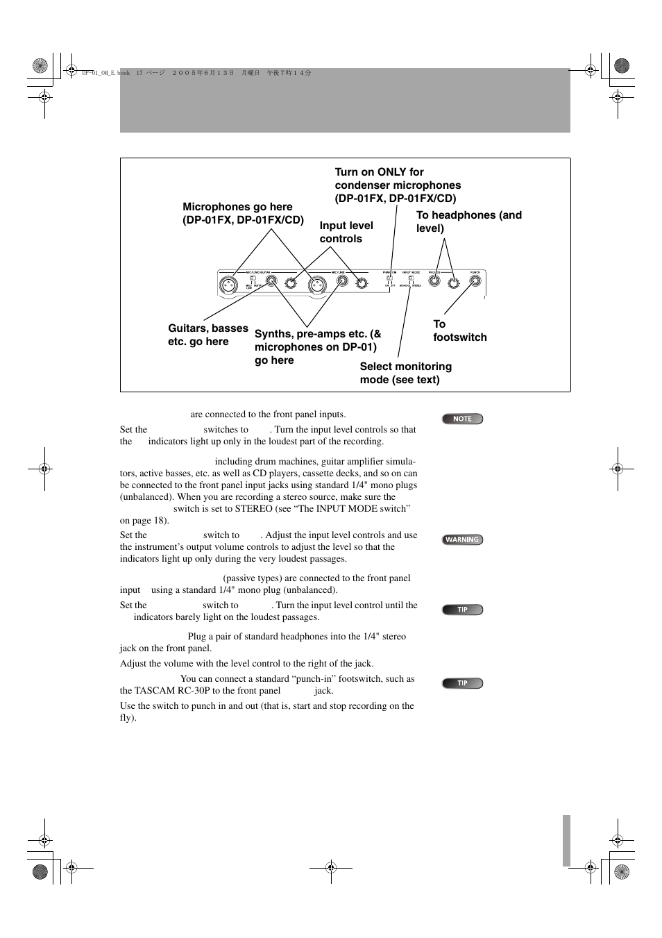 Starting out with your dp-01 | Tascam DP-01FX/CD User Manual | Page 17 / 88