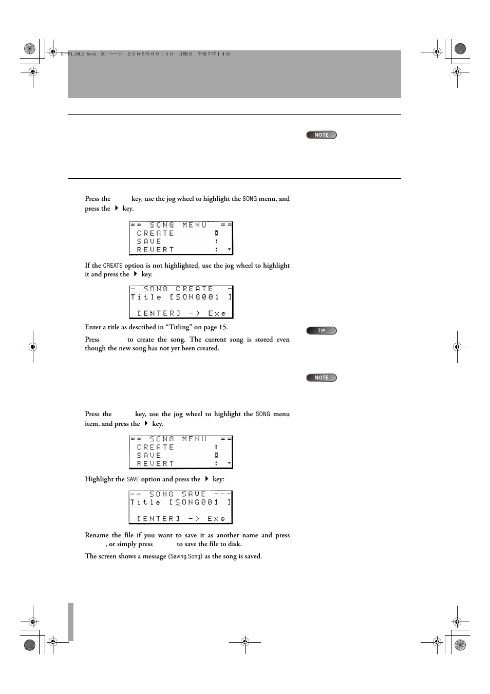 Managing your songs | Tascam DP-01FX/CD User Manual | Page 20 / 88