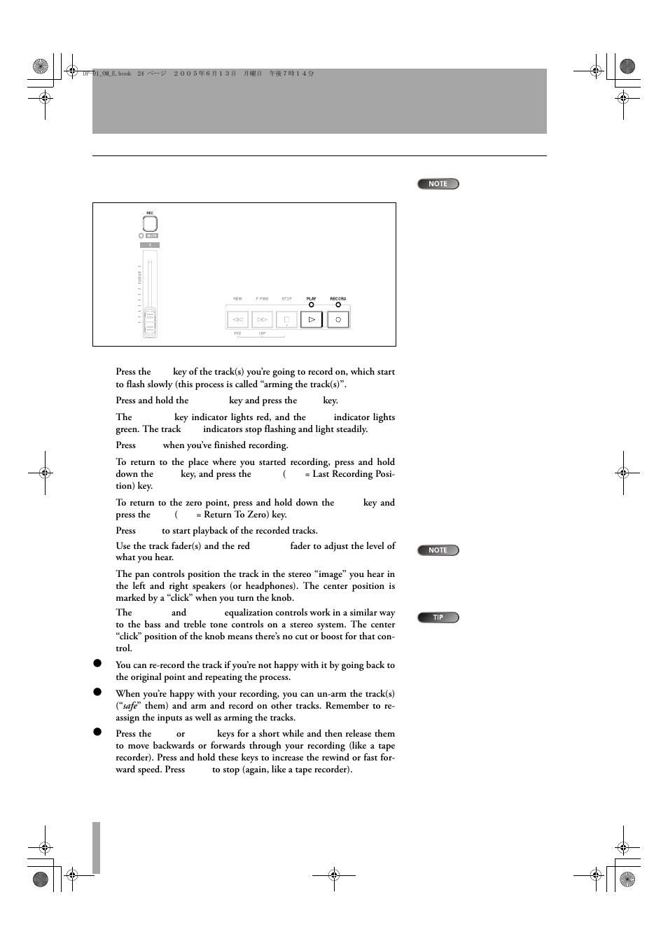 Recording | Tascam DP-01FX/CD User Manual | Page 24 / 88