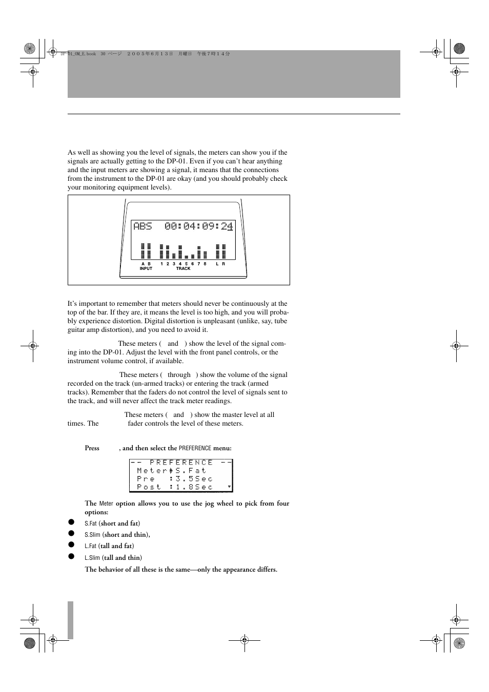 Using the meters | Tascam DP-01FX/CD User Manual | Page 30 / 88