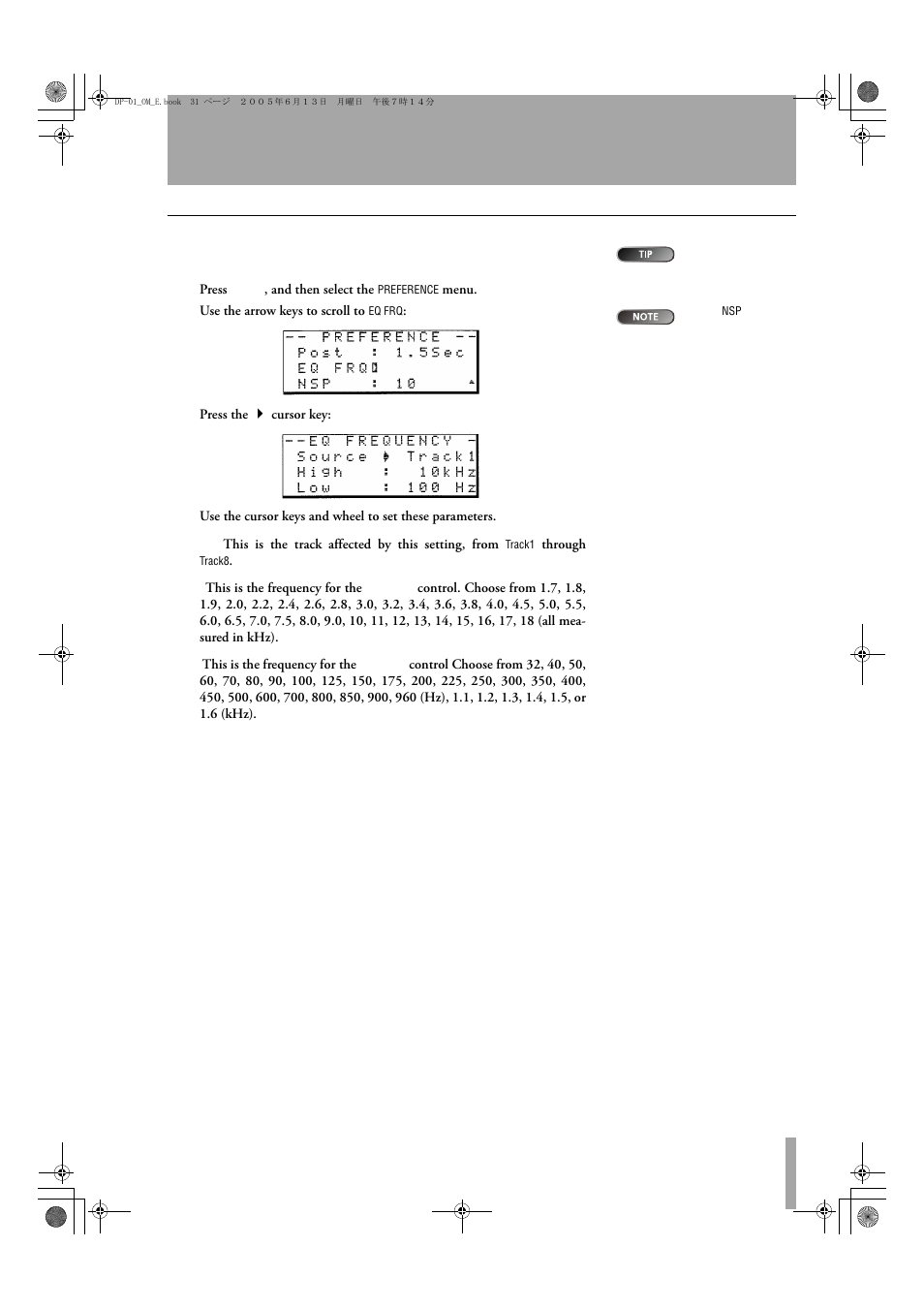 Advanced techniques, Eq settings | Tascam DP-01FX/CD User Manual | Page 31 / 88
