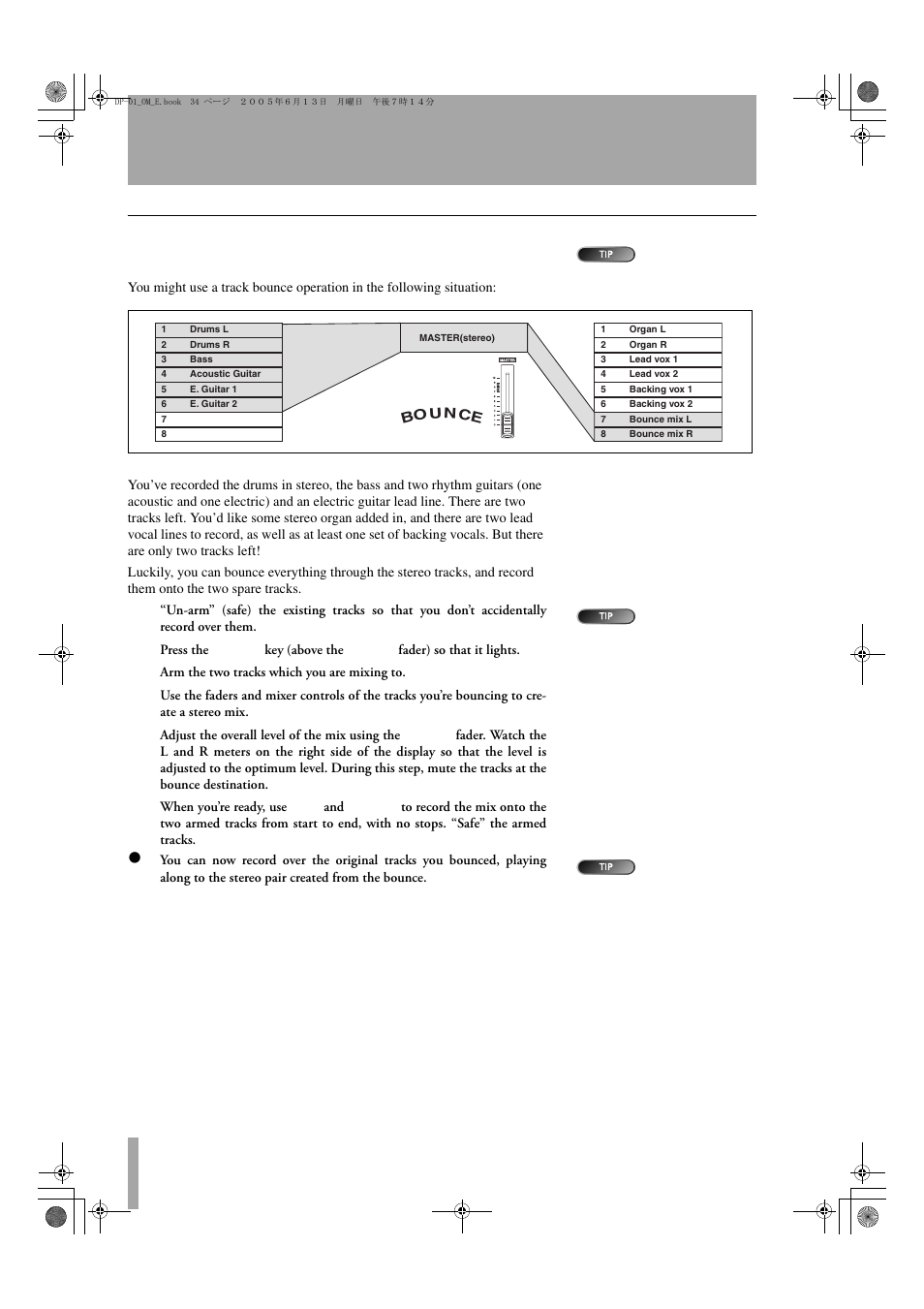 Bouncing | Tascam DP-01FX/CD User Manual | Page 34 / 88