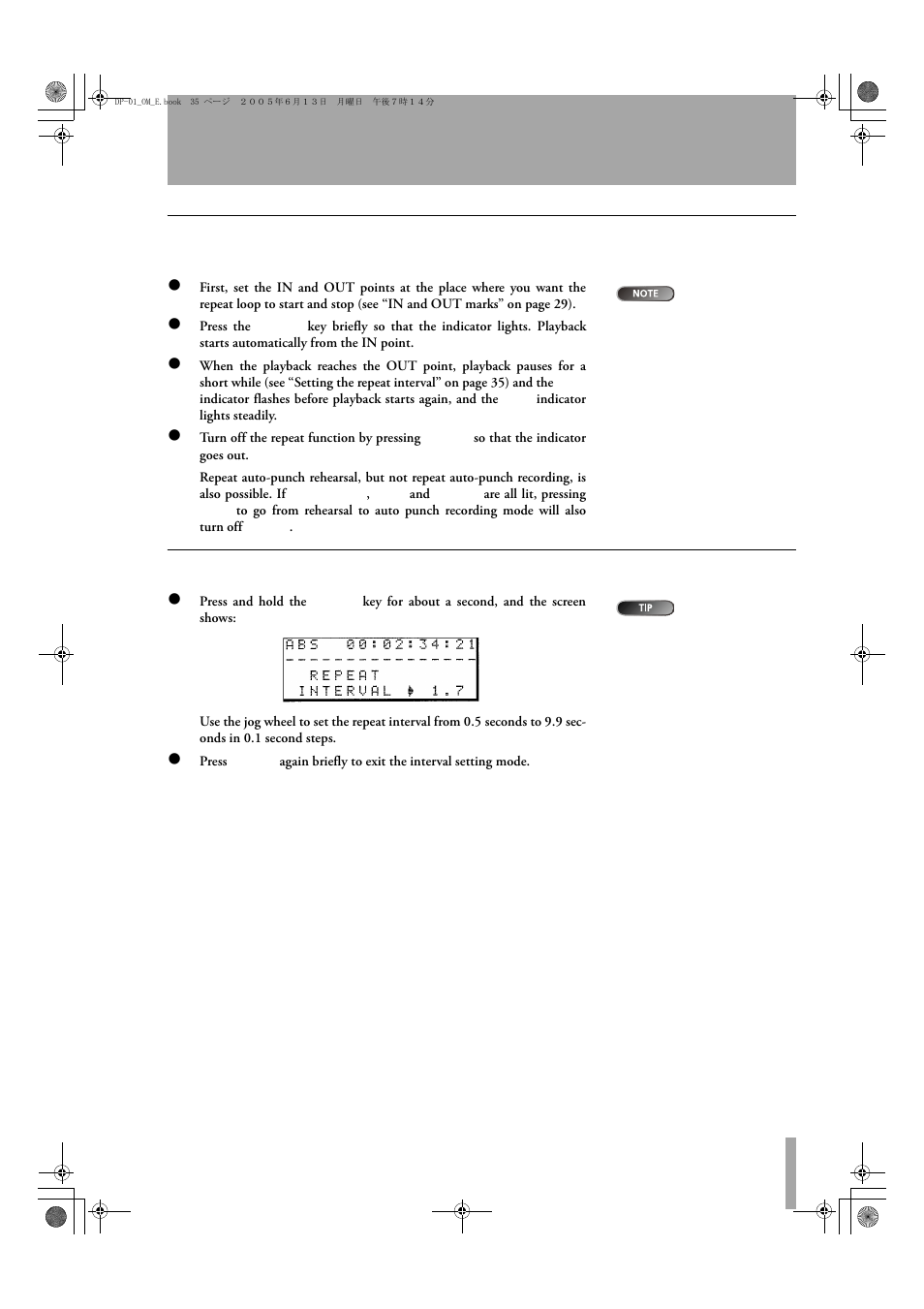 Advanced techniques, Repeat | Tascam DP-01FX/CD User Manual | Page 35 / 88