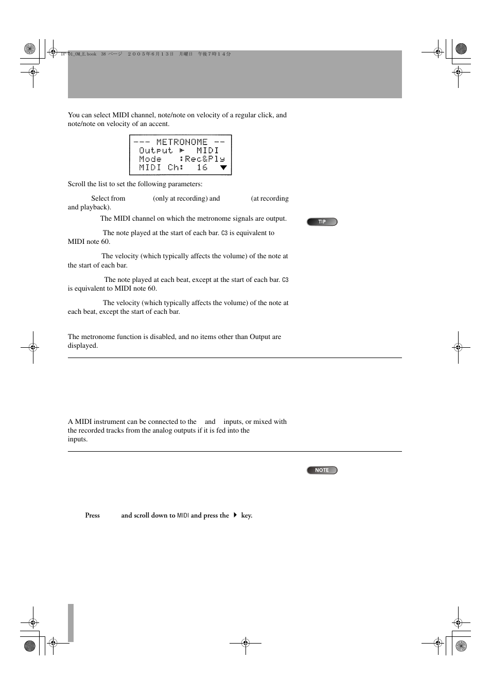 Working in bars & beats, Working with midi | Tascam DP-01FX/CD User Manual | Page 38 / 88