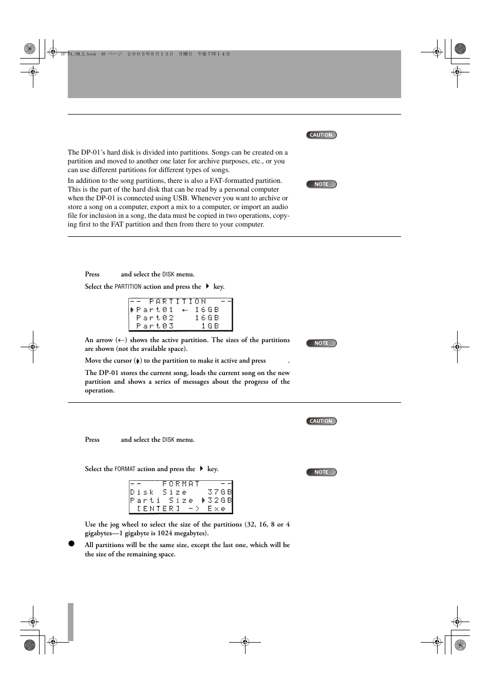 Disk management | Tascam DP-01FX/CD User Manual | Page 40 / 88