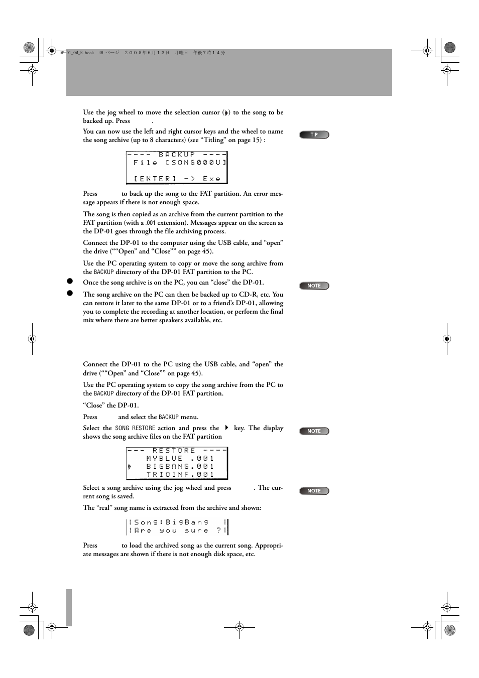 Using the usb connection | Tascam DP-01FX/CD User Manual | Page 46 / 88