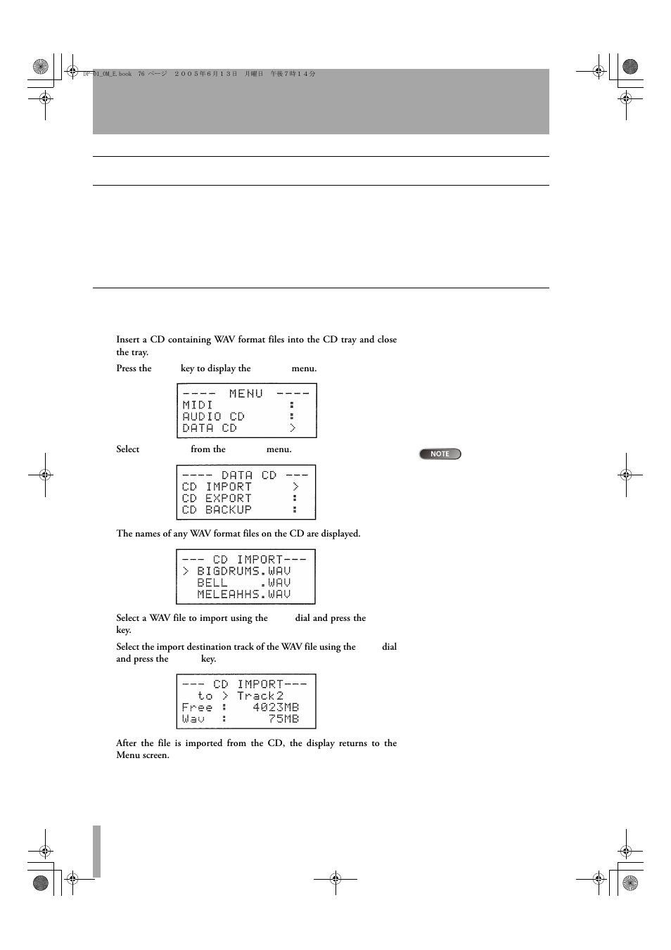 Data cd menu | Tascam DP-01FX/CD User Manual | Page 76 / 88