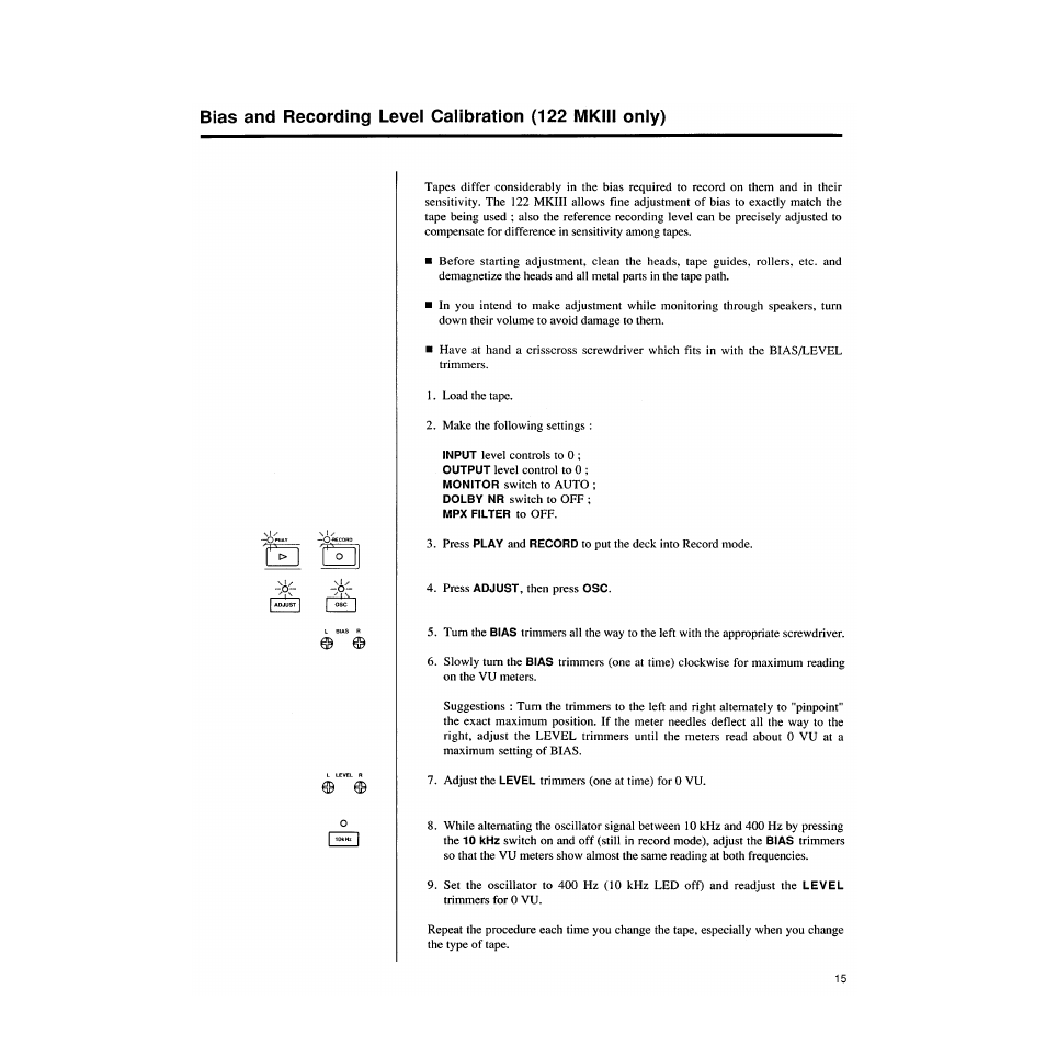 Tascam 122MKIII User Manual | Page 15 / 20