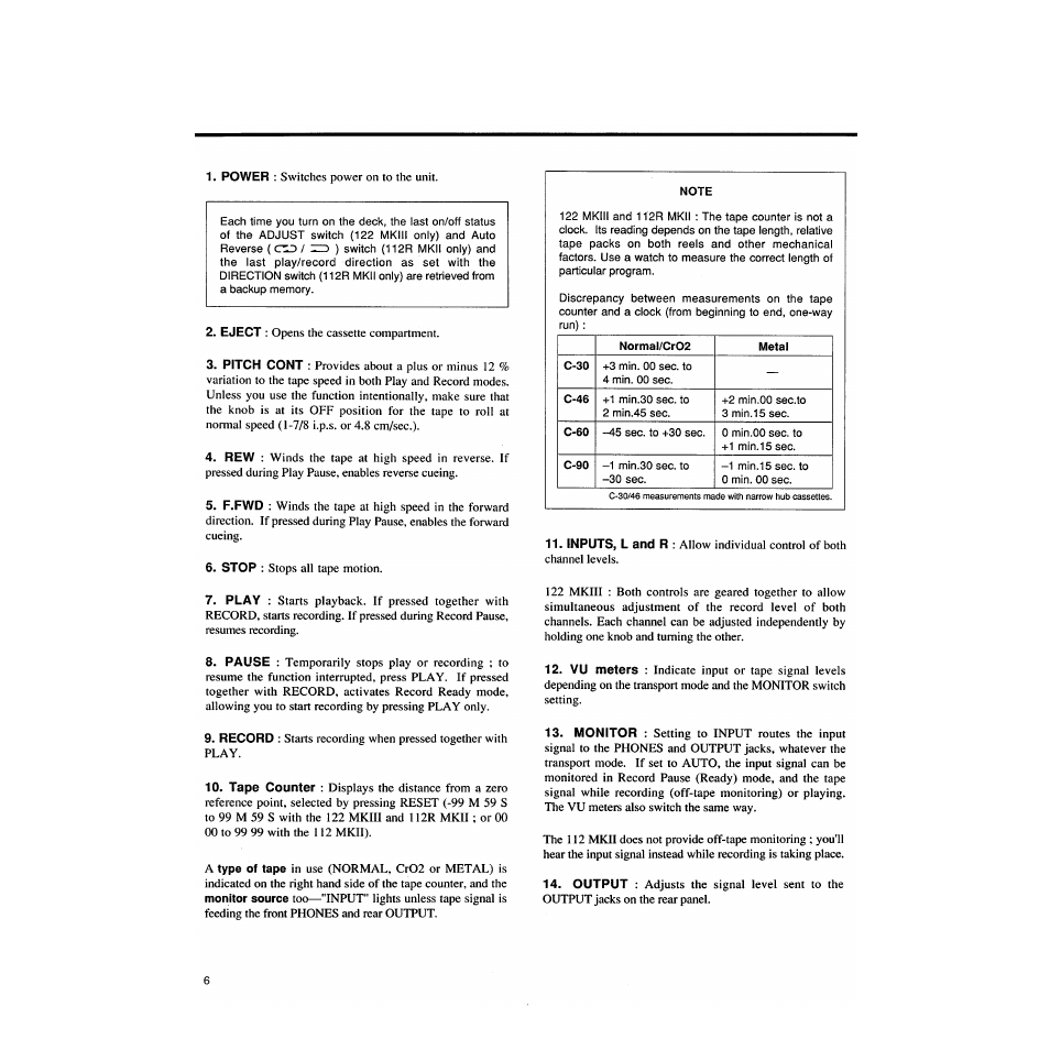 Tascam 122MKIII User Manual | Page 6 / 20