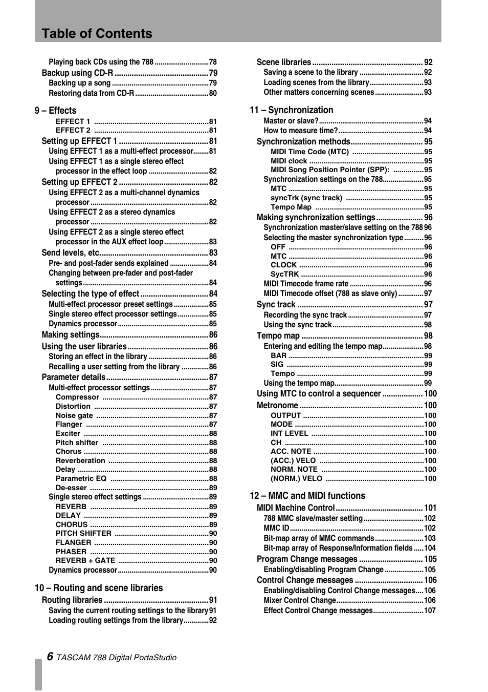 Tascam 788 User Manual | Page 6 / 128