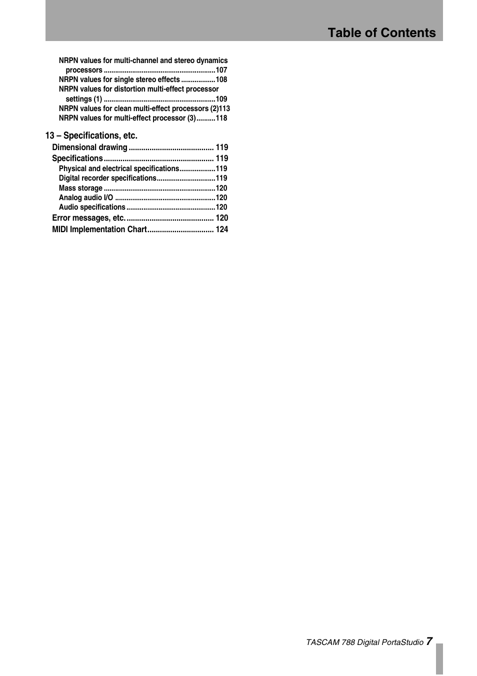 Tascam 788 User Manual | Page 7 / 128