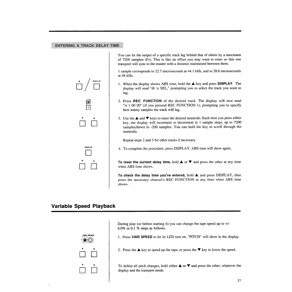 Variable speed playback | Tascam DA-88 User Manual | Page 21 / 26