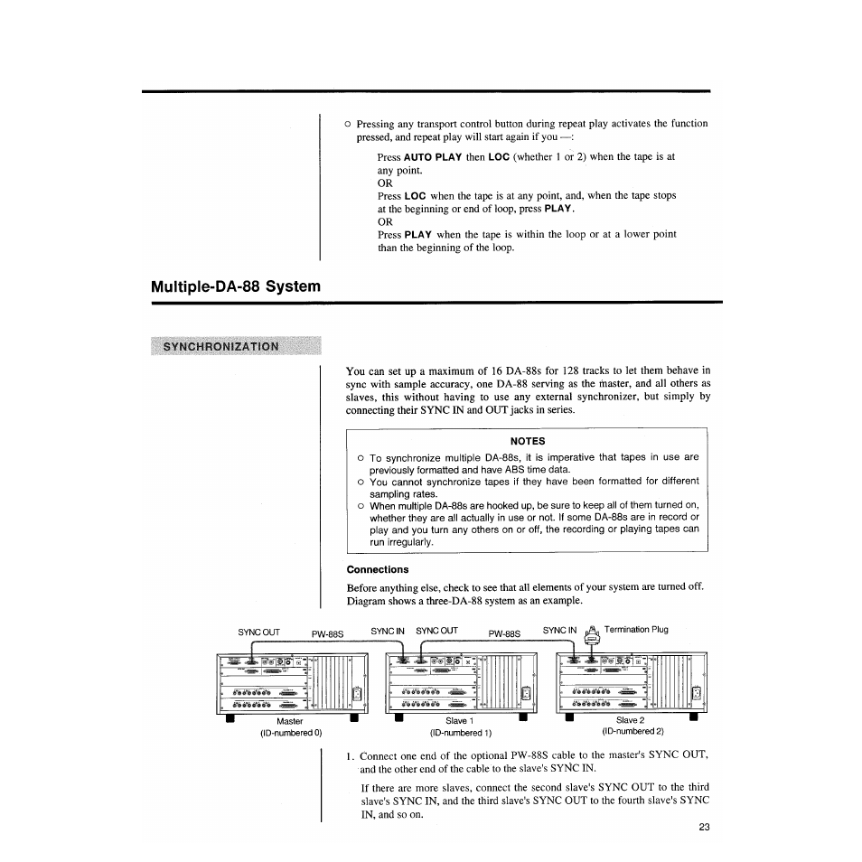 Multiple-da-88 system, Multiple-da-88 system -25 | Tascam DA-88 User Manual | Page 23 / 26