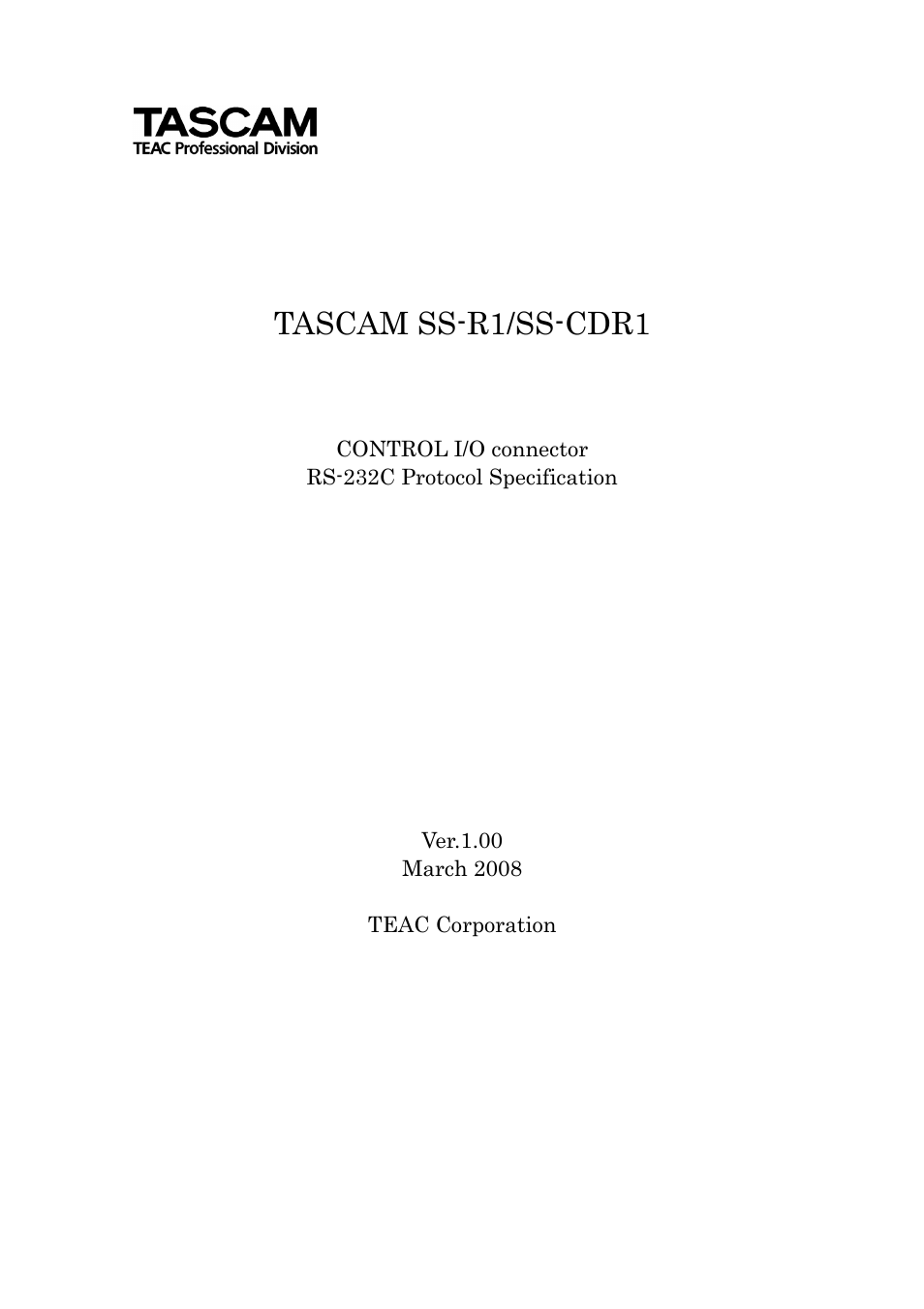 Tascam SS-R1 User Manual | 35 pages