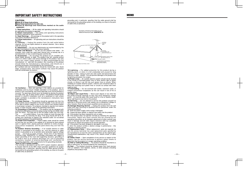 Important safety instructions | Tascam MD-350 User Manual | Page 2 / 56