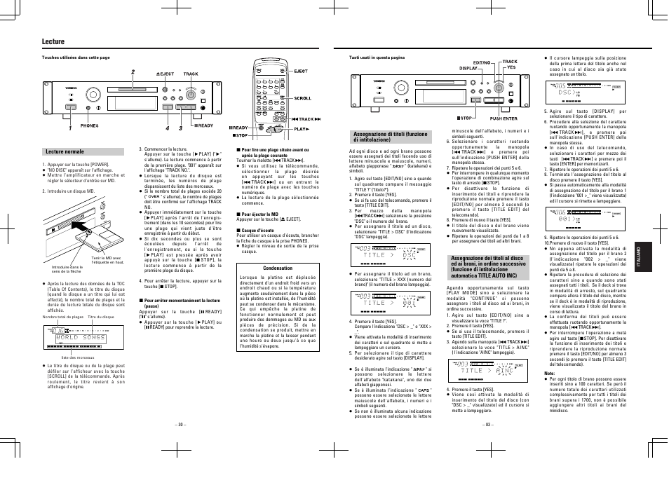 Lecture | Tascam MD-350 User Manual | Page 30 / 56
