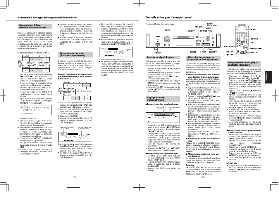 Conseils utiles pour l'enregistrement | Tascam MD-350 User Manual | Page 31 / 56