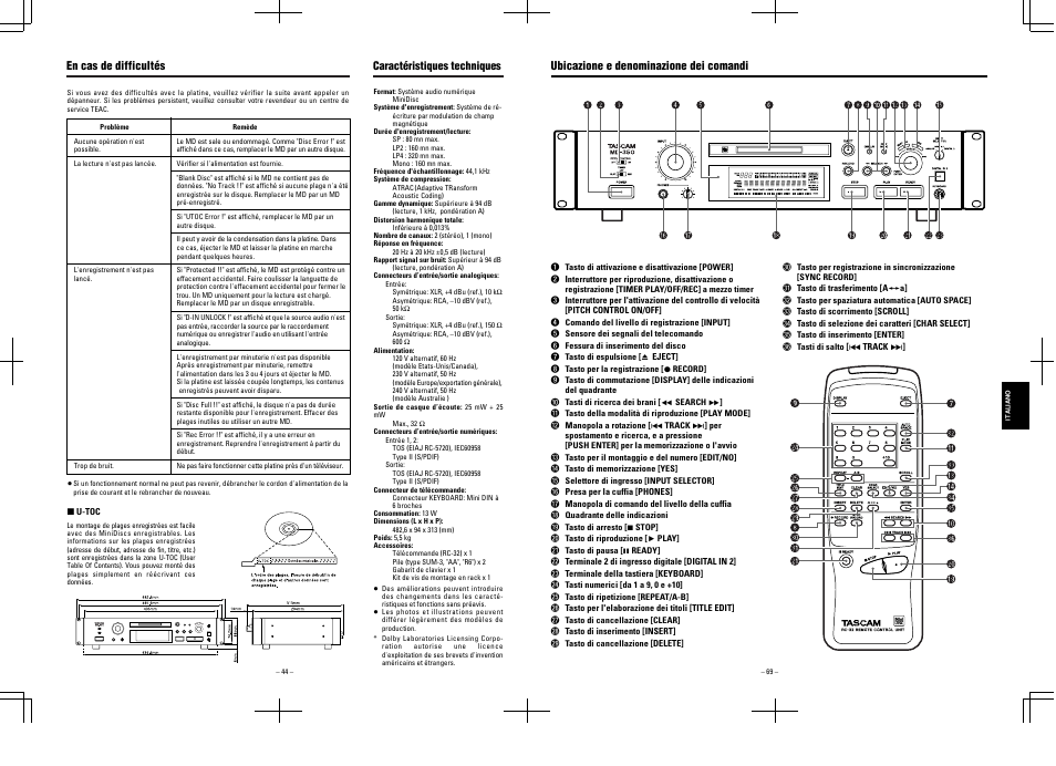Tascam MD-350 User Manual | Page 44 / 56