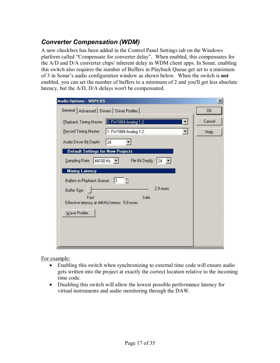 Onverter, Ompensation, Wdm) | Tascam FW-1884 User Manual | Page 17 / 35