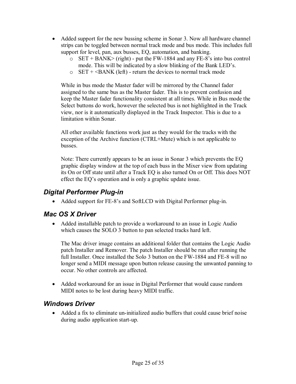 Igital, Erformer, Os x d | River, Indows | Tascam FW-1884 User Manual | Page 25 / 35