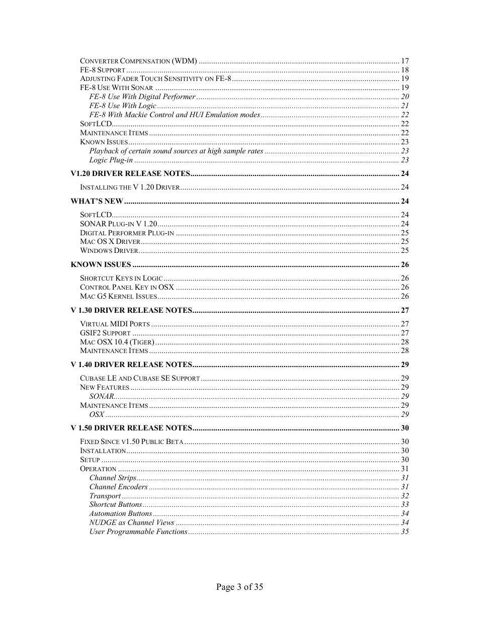 Page 3 of 35 | Tascam FW-1884 User Manual | Page 3 / 35