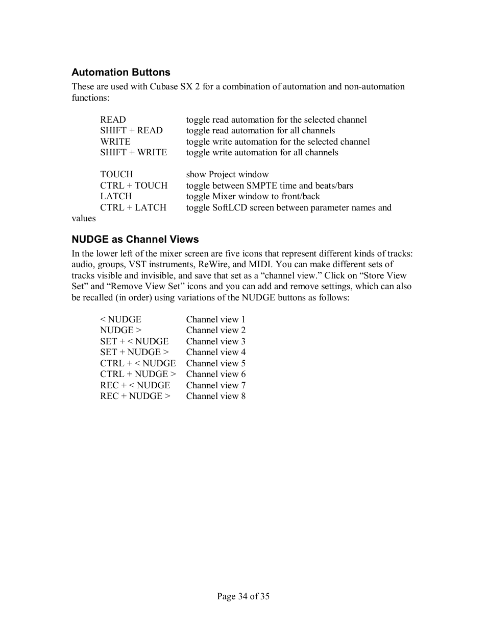 Automation buttons nudge as channel views | Tascam FW-1884 User Manual | Page 34 / 35