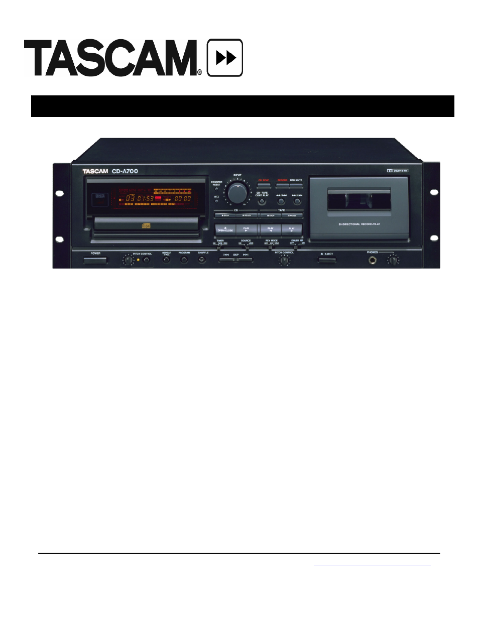 Tascam CD-A700 User Manual | 1 page