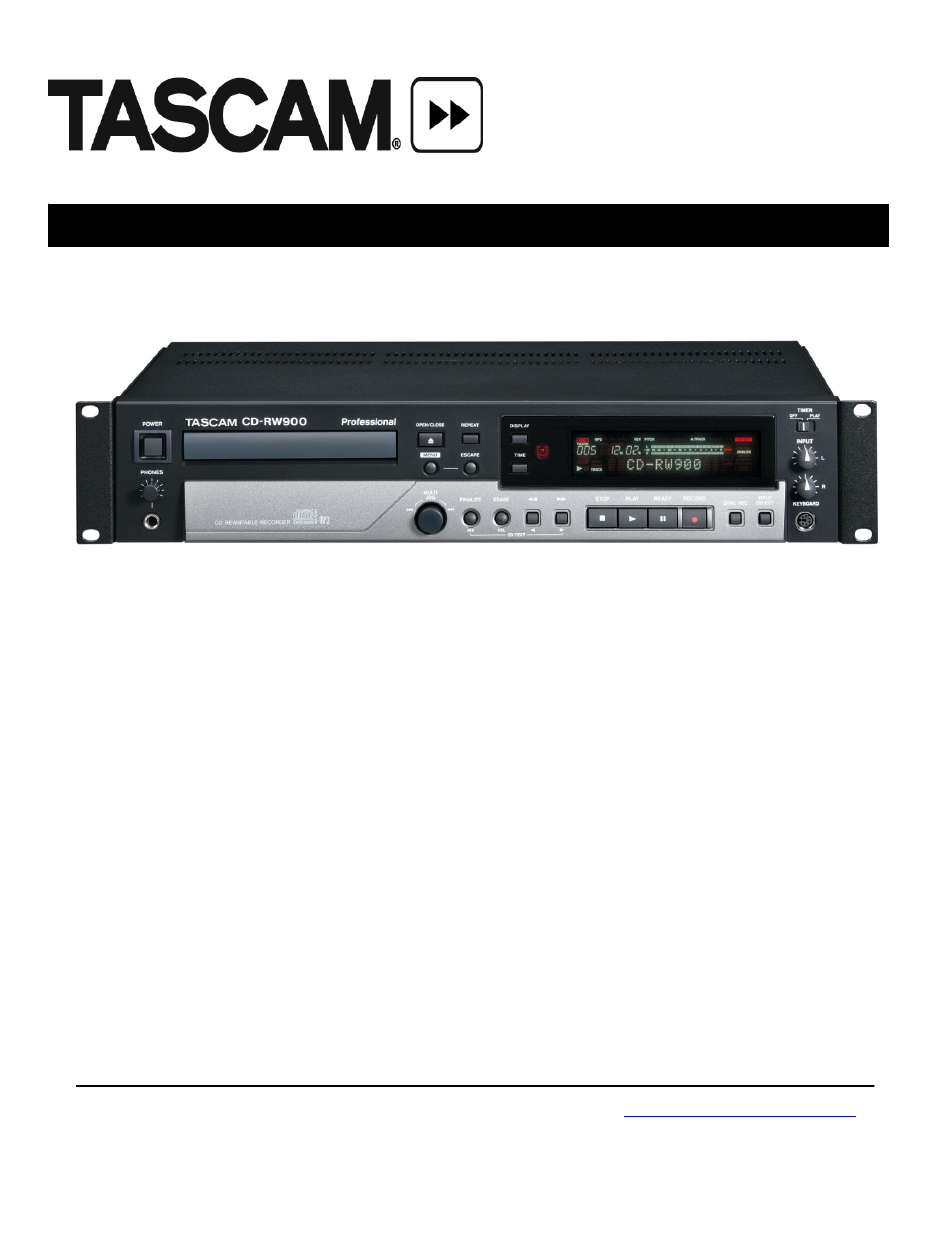 Tascam CD-RW900 User Manual | 1 page
