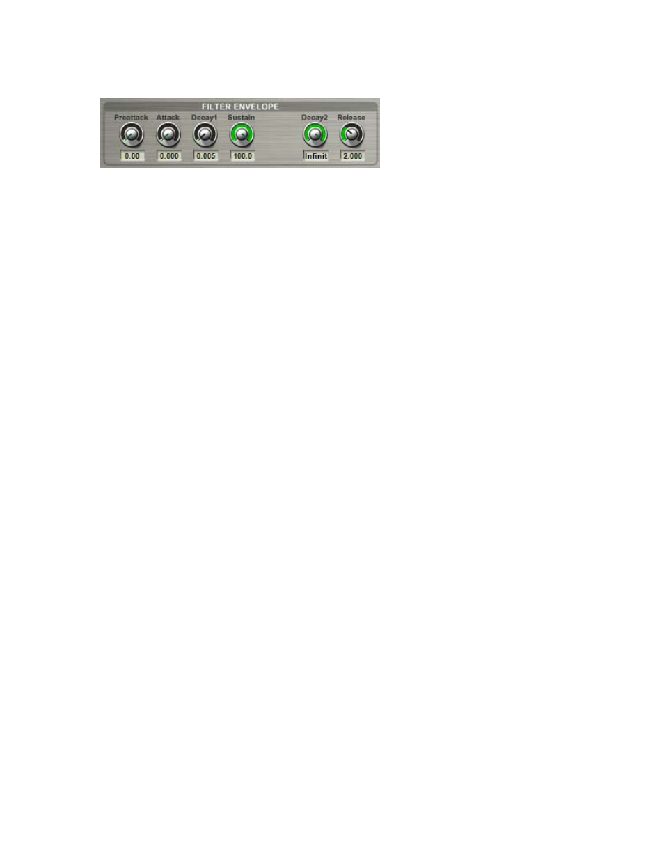 Filter envelope section | Tascam GVI User Manual | Page 18 / 33