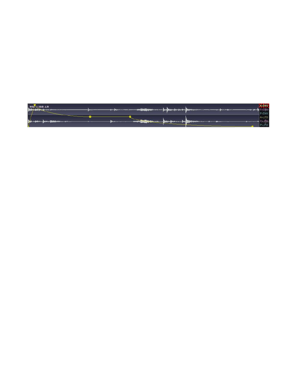 Waveform display window, Envelope and lfo selection, Waveform display window envelope and lfo selection | Tascam GVI User Manual | Page 23 / 33