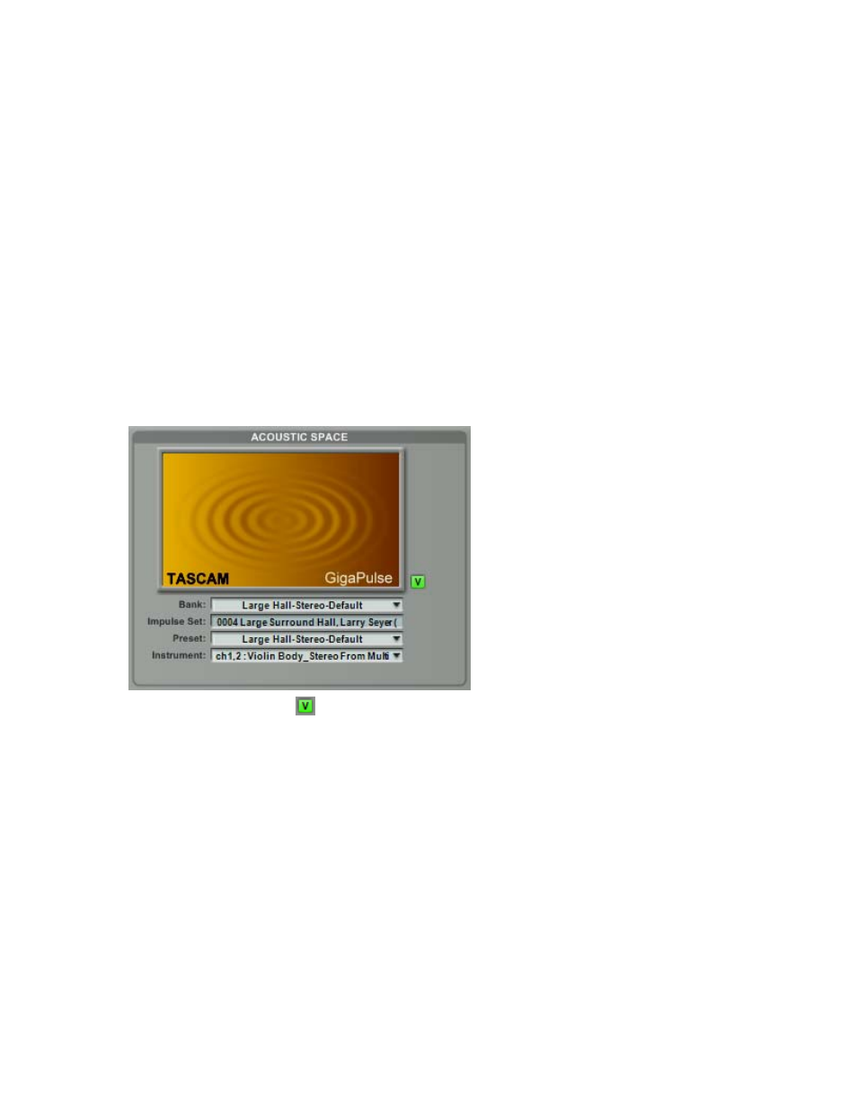 Input section, Acoustic space section, Input section acoustic space section | Tascam GVI User Manual | Page 26 / 33