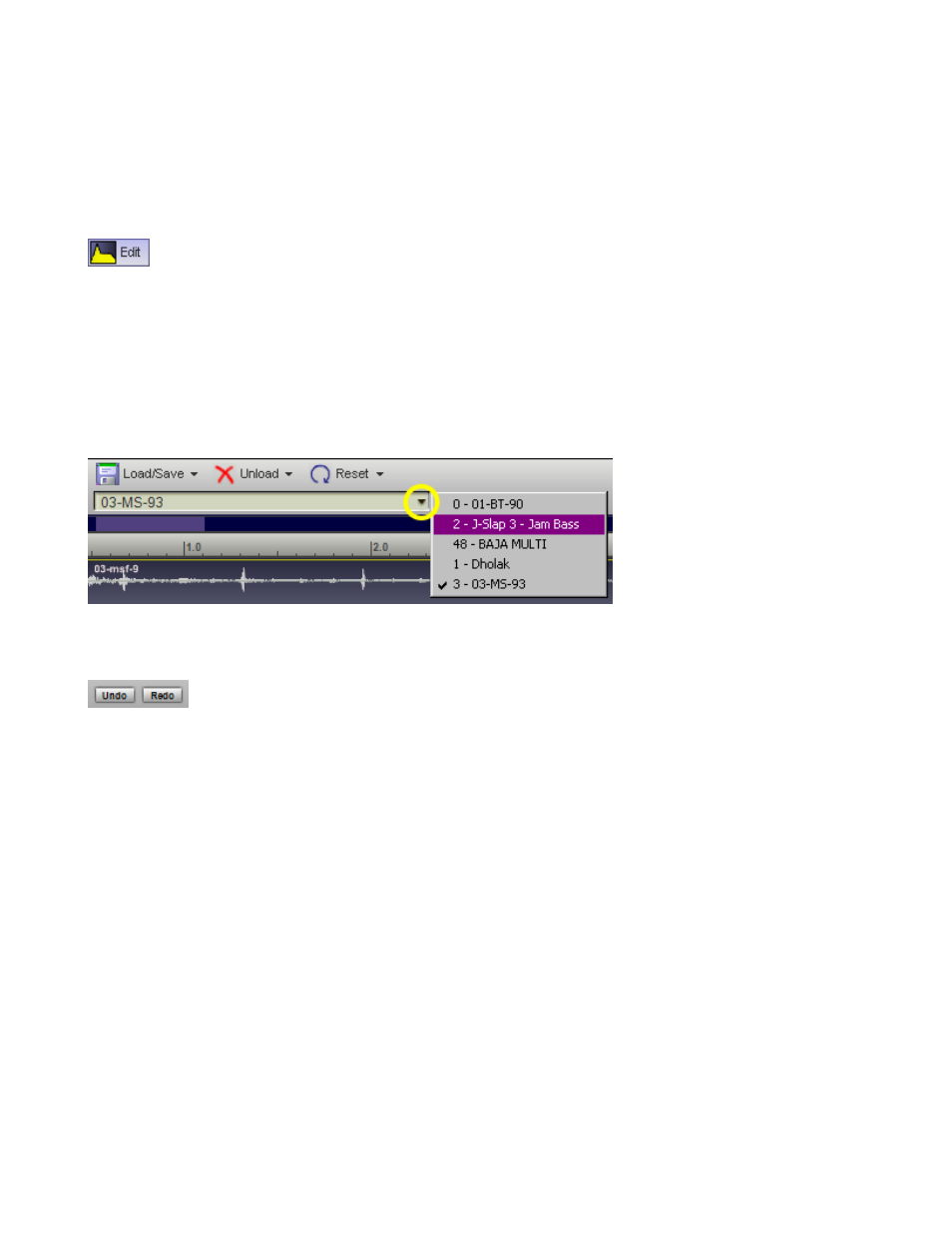 Instrument select drop-down menu, Undo/redo, Chapter 12: quickedit view | Instrument select drop-down menu undo/redo | Tascam GVI User Manual | Page 3 / 33