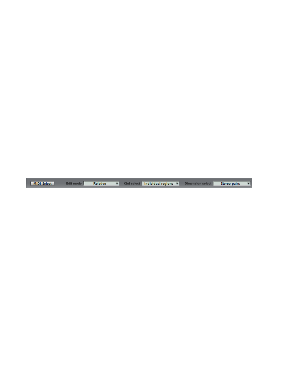 Edit modes and selections, Midi select | Tascam GVI User Manual | Page 4 / 33