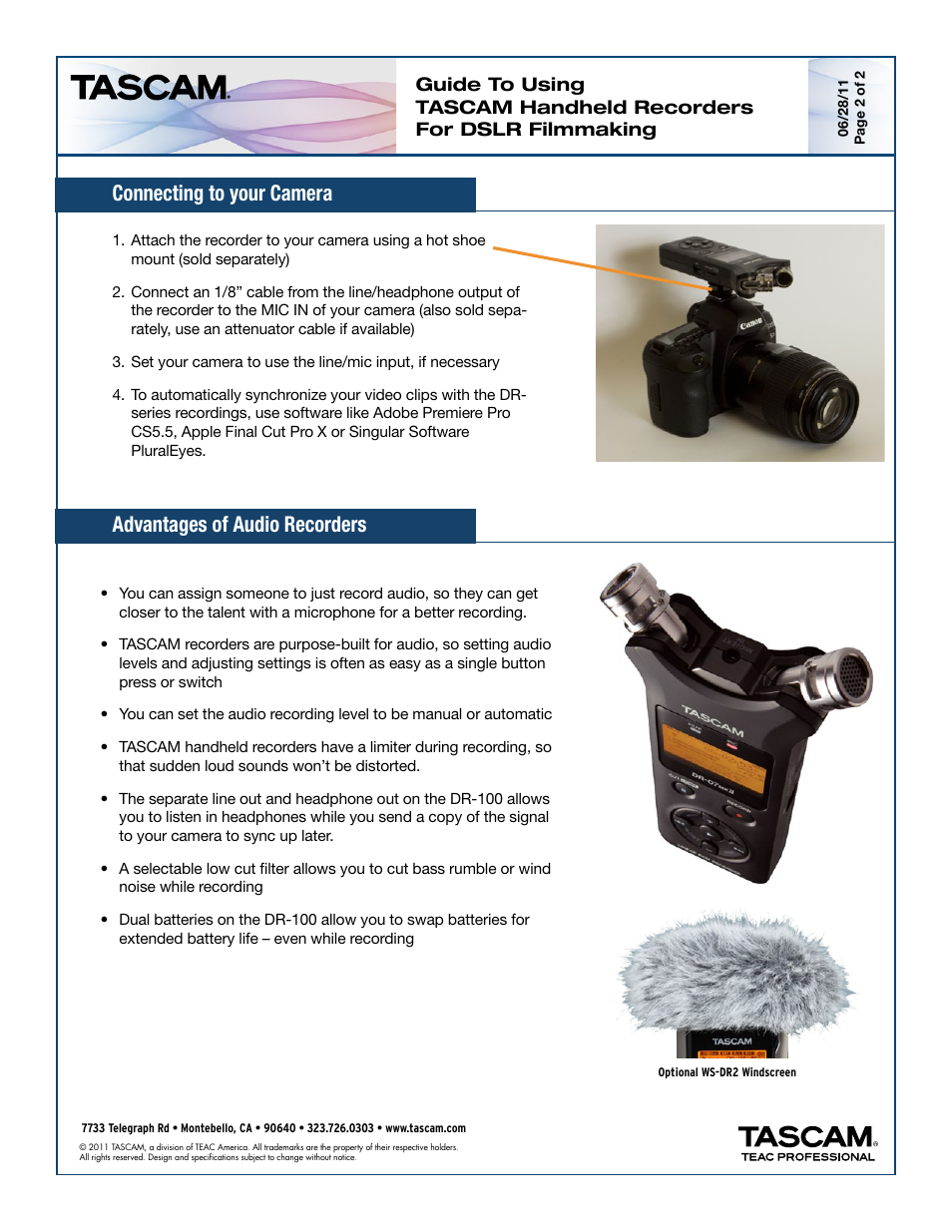 Tascam DR-07MKLL User Manual | Page 2 / 2