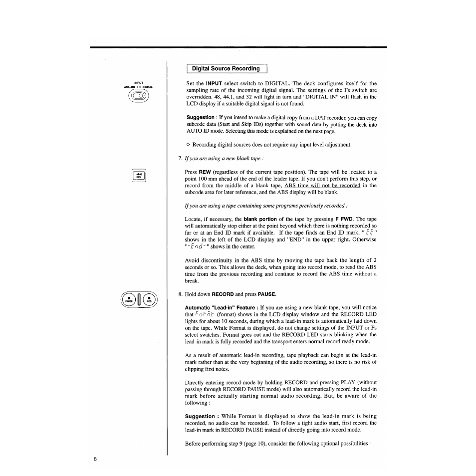 Digital source recording | Tascam DA-P1 User Manual | Page 8 / 24