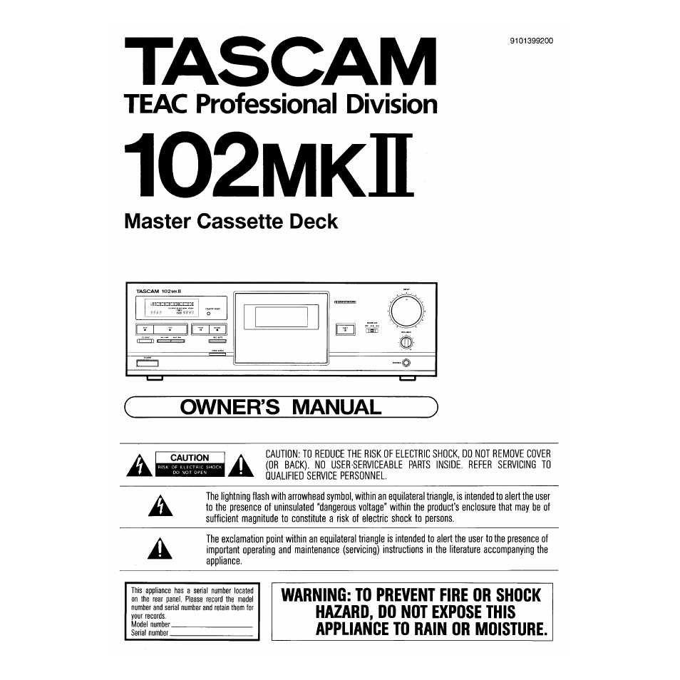 Tascam 102MKII User Manual | 10 pages