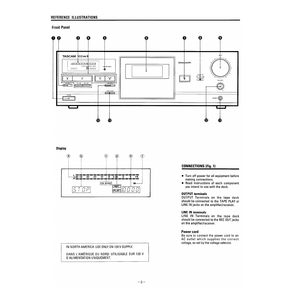 Display | Tascam 102MKII User Manual | Page 3 / 10