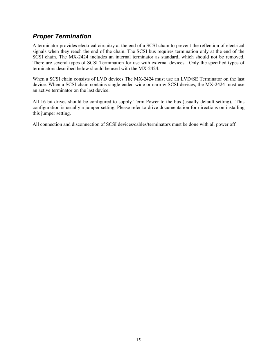 Proper termination | Tascam MX-2424 User Manual | Page 15 / 15