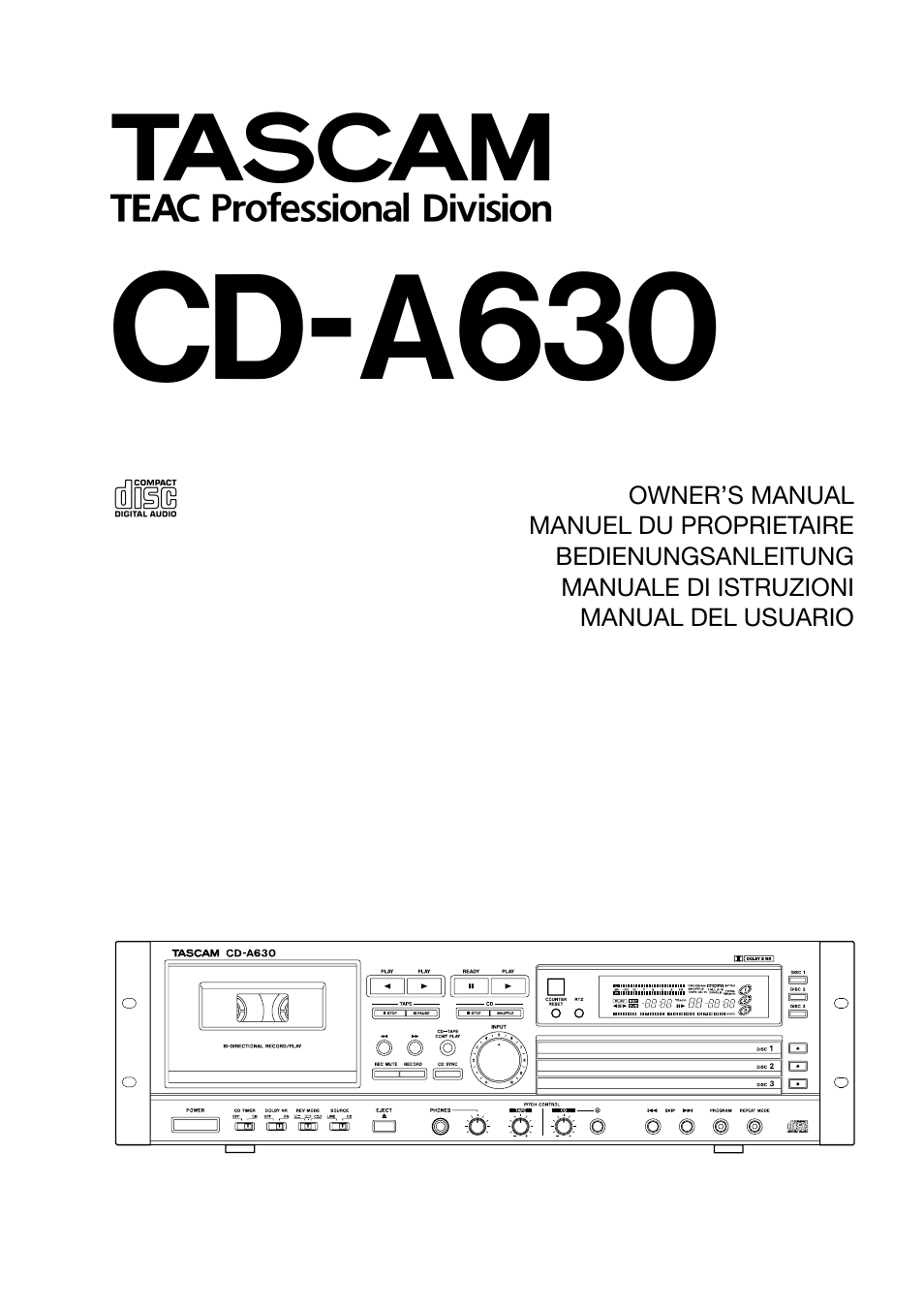Tascam CD-A630 User Manual | 76 pages