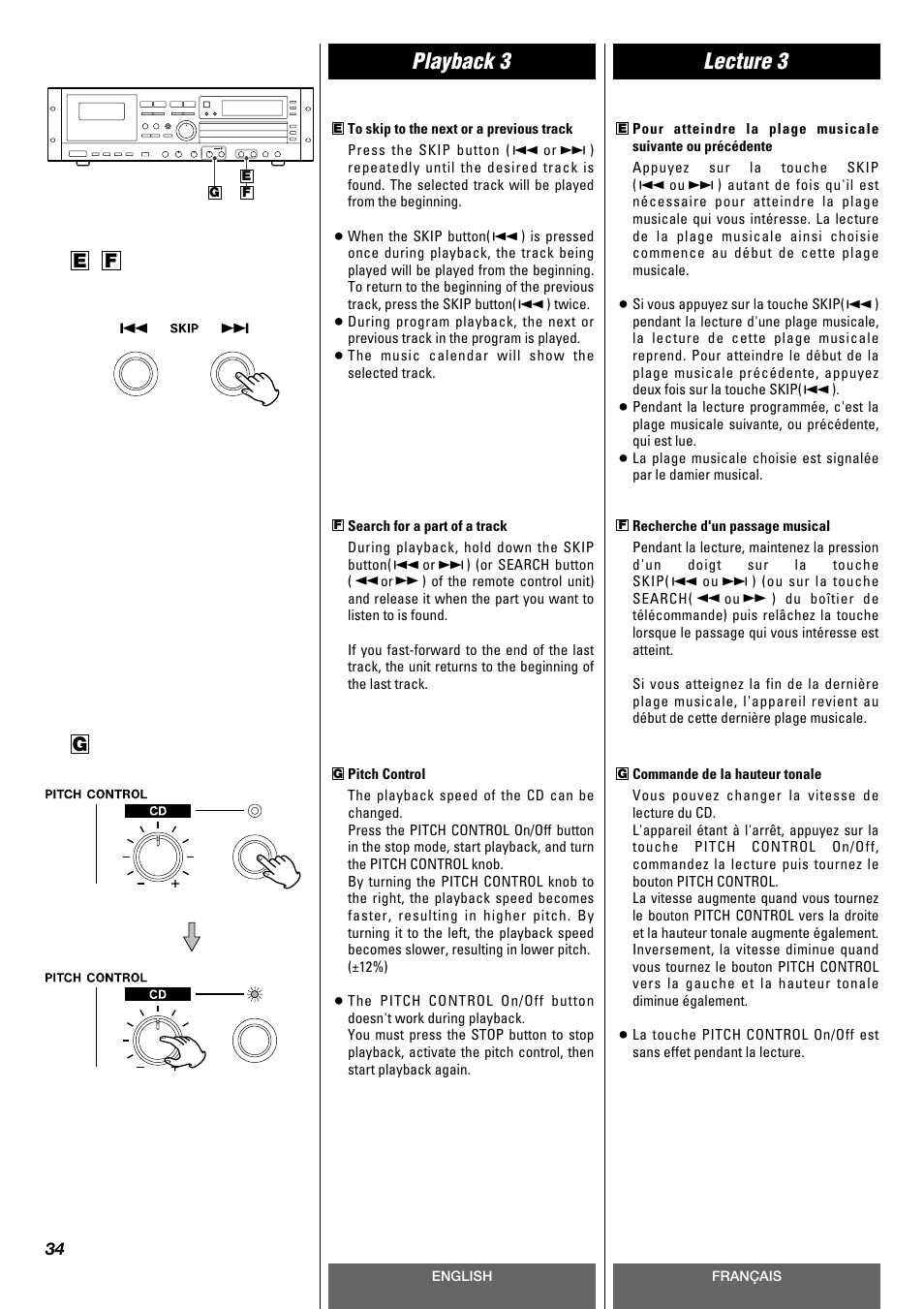 Playback 3, Lecture 3 | Tascam CD-A630 User Manual | Page 34 / 76