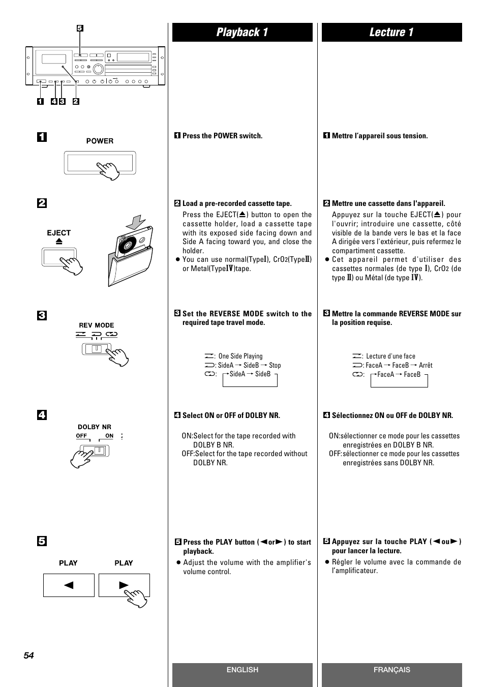 Playback 1, Lecture 1 | Tascam CD-A630 User Manual | Page 54 / 76
