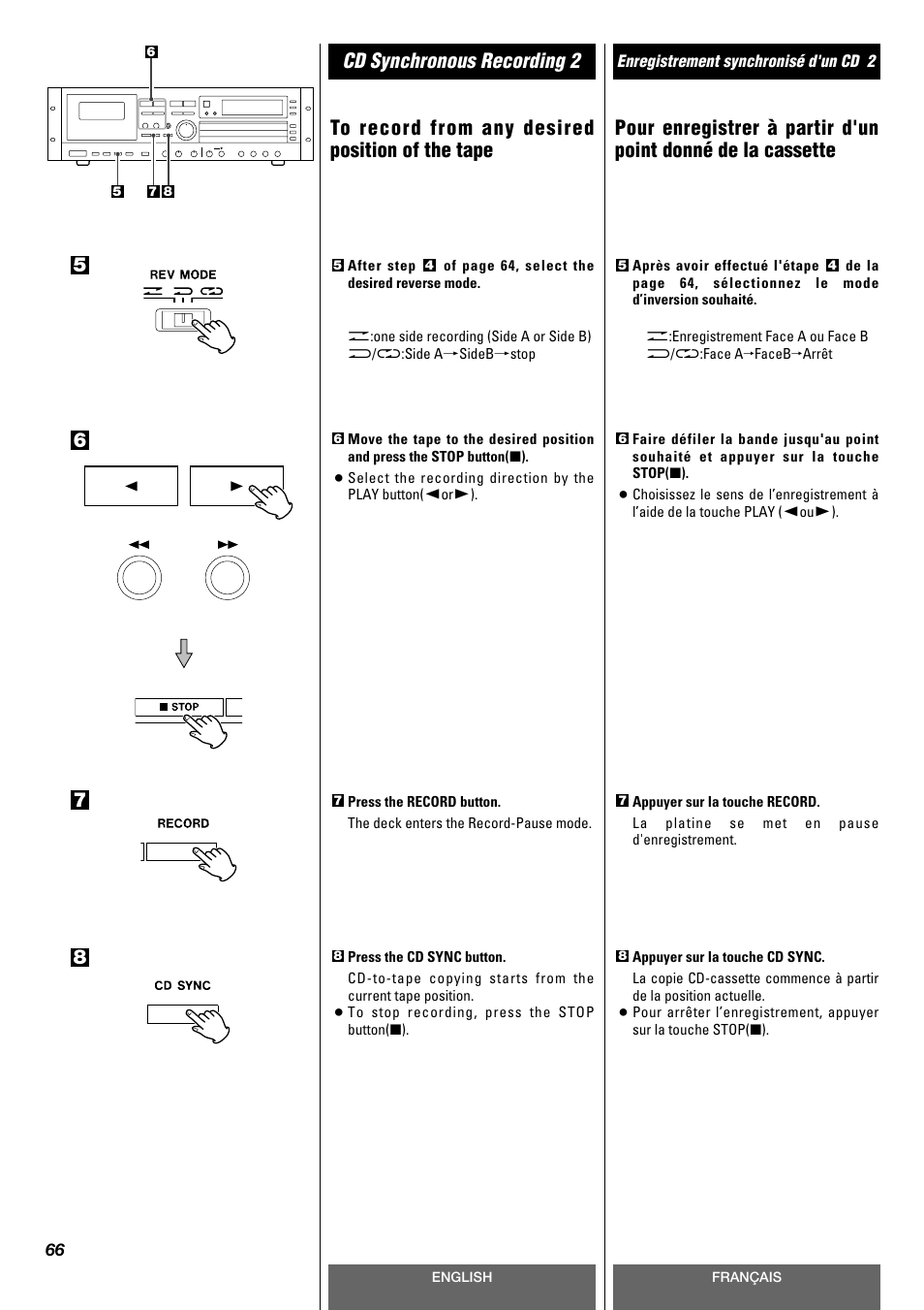 Cd synchronous recording 2 | Tascam CD-A630 User Manual | Page 66 / 76
