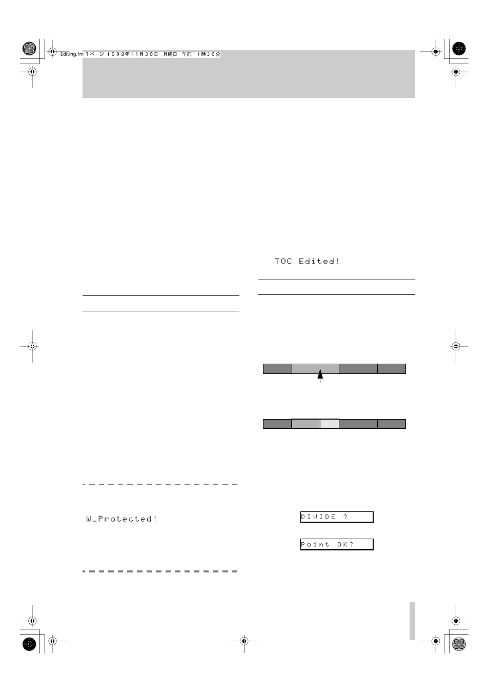 5 - editing operations, 1 basic editing operations, 1 cancelling an edit operation | 2 editing without saving the edits to disc, 2 dividing tracks, 1 basic editing operations 1 | Tascam MD-801RMKII User Manual | Page 20 / 29