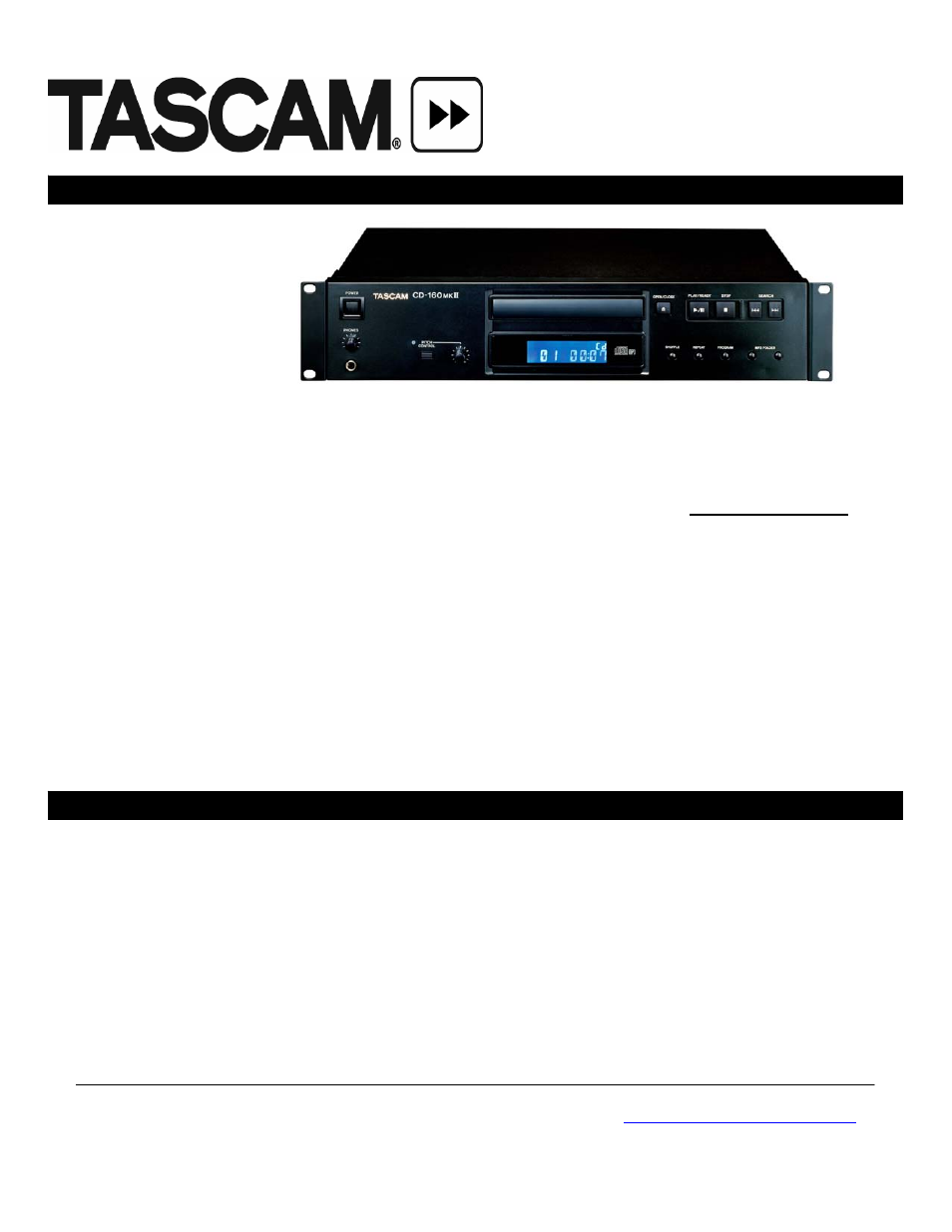 Tascam CD-160MKII User Manual | 2 pages