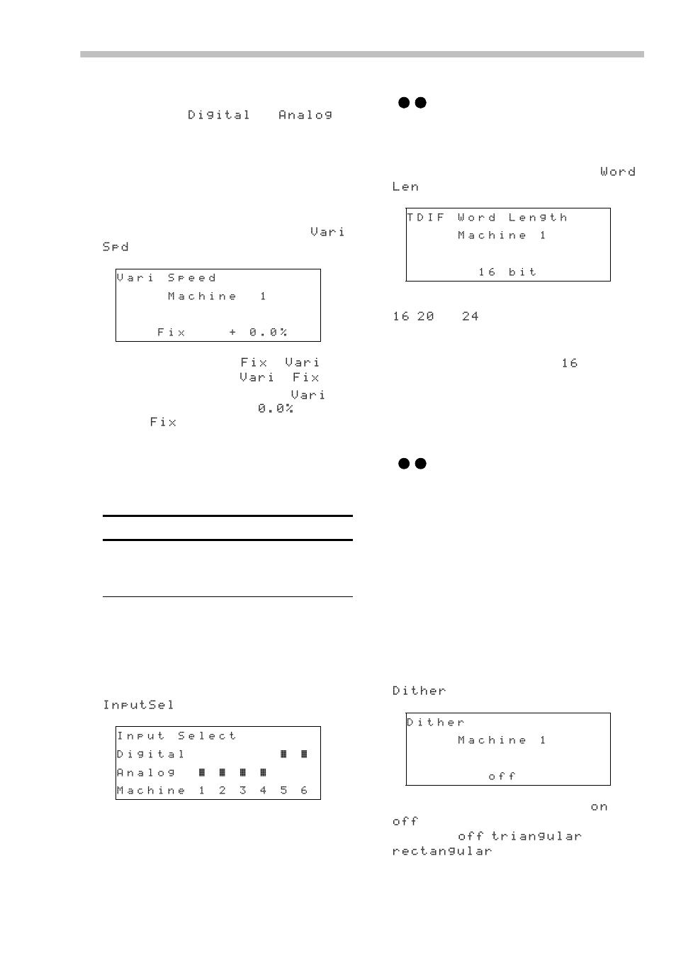 8 varispeed (pitch control), 9 input selection, 10 word length | 11 dither, Lected (see 7.2.9, “input selection”), Cted (see 7.2.9, “input selection”) | Tascam RC-898 User Manual | Page 43 / 79