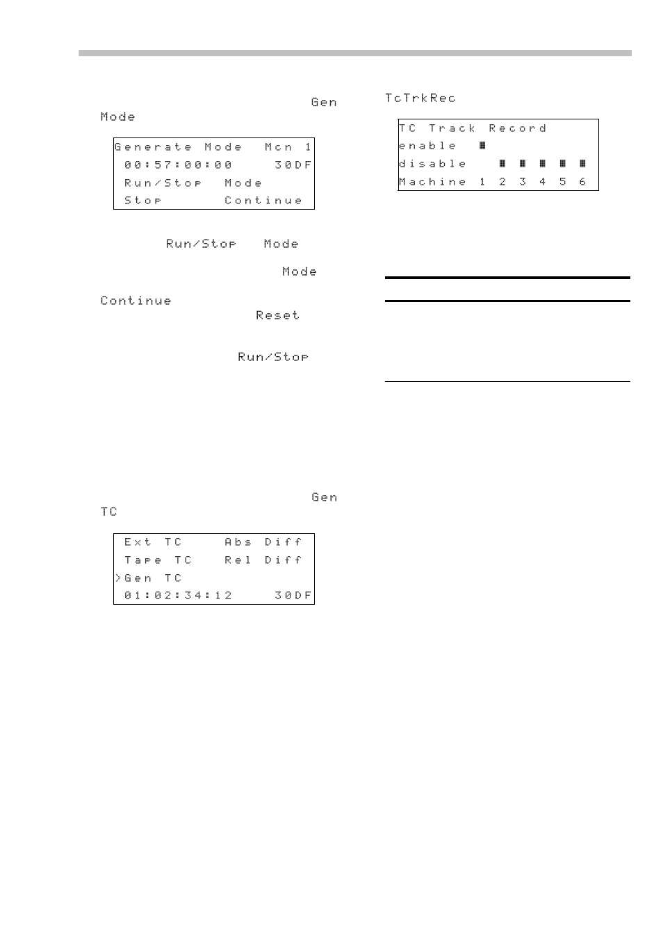 5 starting and stopping the generator, 6 checking the generator progress, 7 recording the timecode on a dtrs timecode track | 7 recording the timecode on a dtrs, Timecode track | Tascam RC-898 User Manual | Page 49 / 79