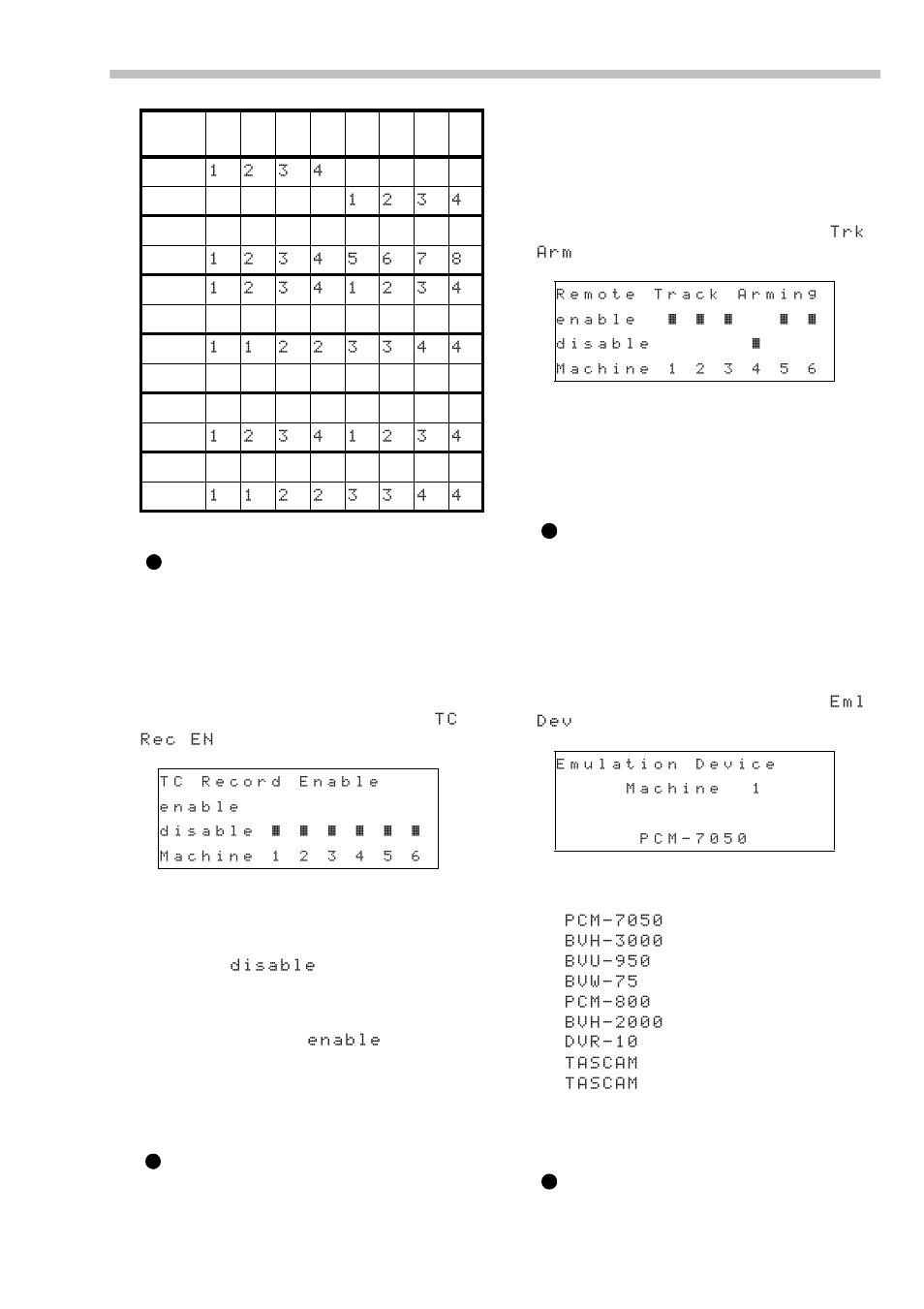 3 timecode track mapping, 4 remote track arming, 5 device emulation | 6 recording delay | Tascam RC-898 User Manual | Page 61 / 79