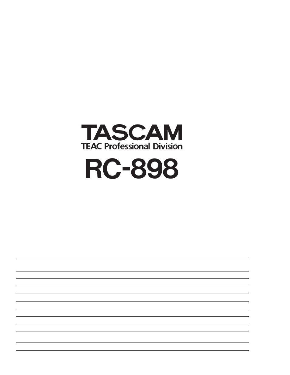 Rc-898 | Tascam RC-898 User Manual | Page 79 / 79