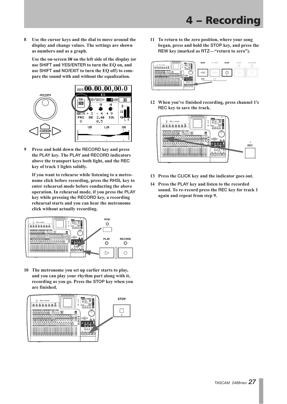 4 − recording | Tascam 2488neo User Manual | Page 27 / 124